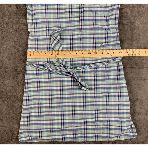 Vineyard Vines Dress Women Size 0 Blue Plaid Shirt Beach Light Vented Preppy - Picture 8 of 9